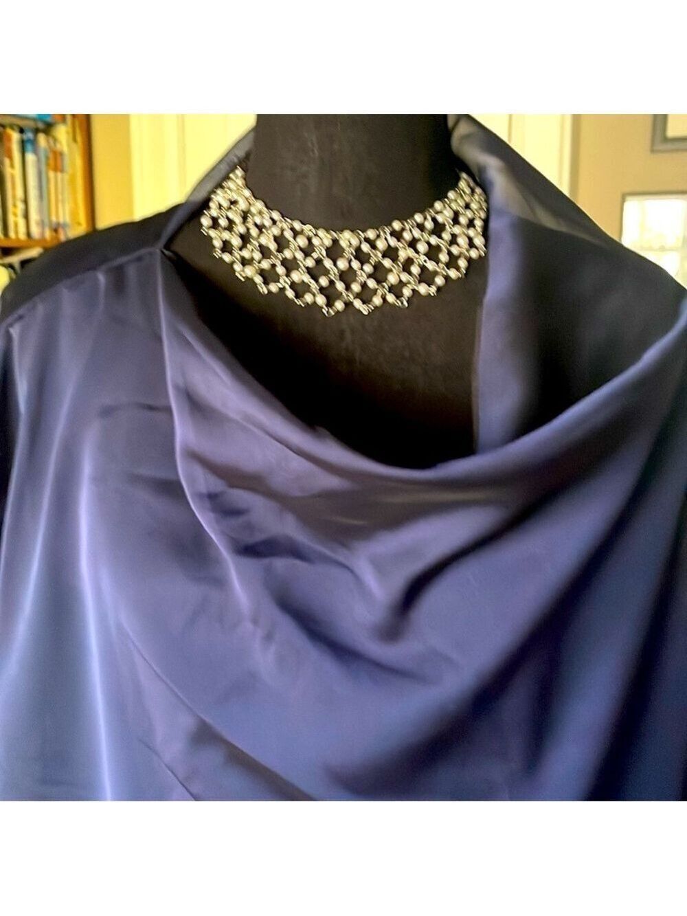 RARE Deep Blue Dress with Transparent Hem w/Stole from Legendary 🇨🇦 Designer! - Picture 3 of 13